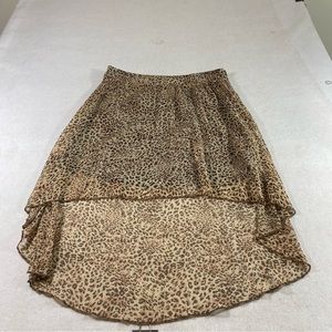 Others Follow Pleated Leopard Skirt High Low Sheer Skirt Zip Sz 31 Aline…